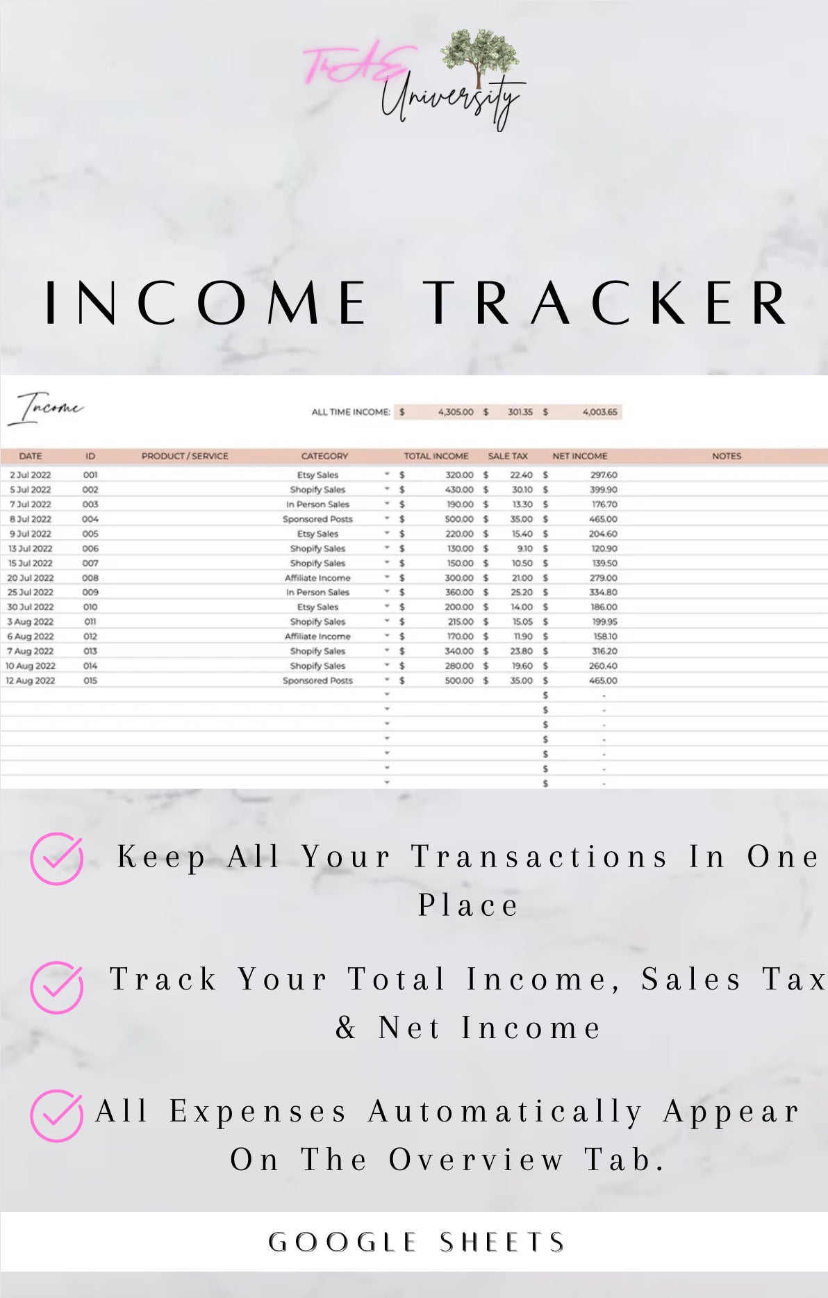 AE ‘Easy Bookkeeping Spreadsheet’