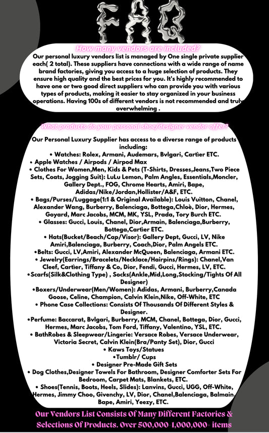 ‘Private Luxury Vendors List’ : Lifetime Access To The Plug 🔌
