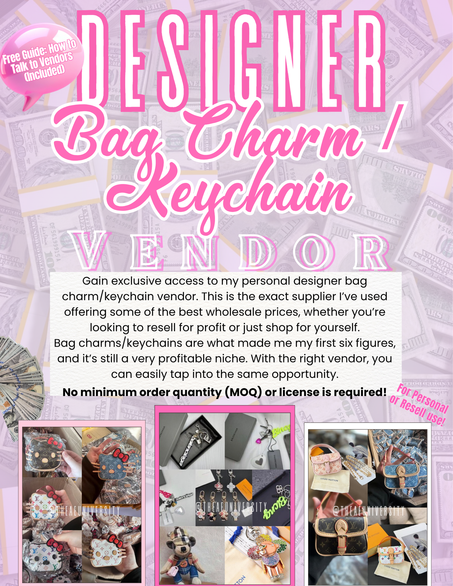 'Designer Bag Charm Vendor': Private Wholesale Supplier For Custom Bag Charms & Keychains