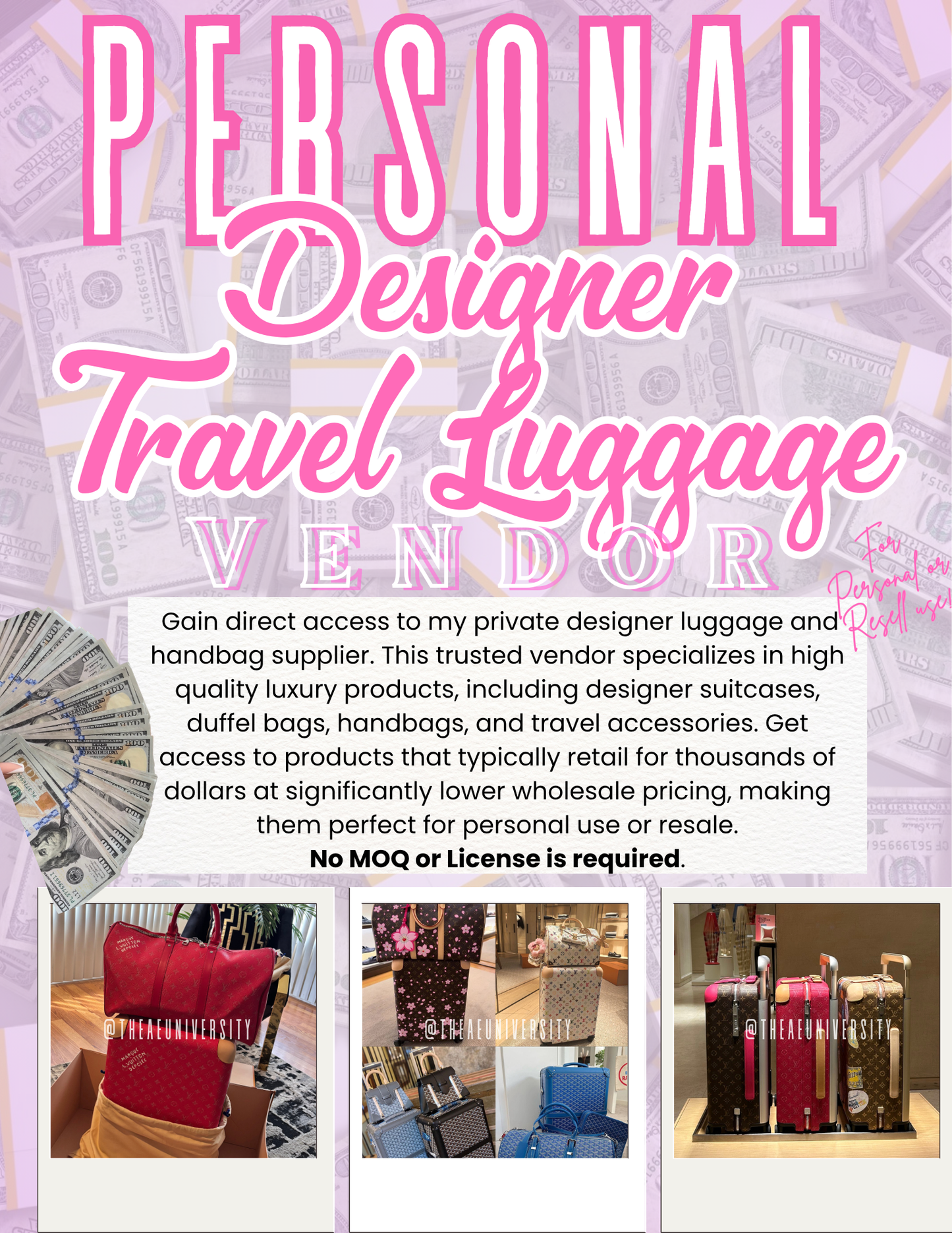 ‘Designer Travel Luggage Vendor’: Lifetime Access To My Private Wholesale Luggage & Handbag Supplier