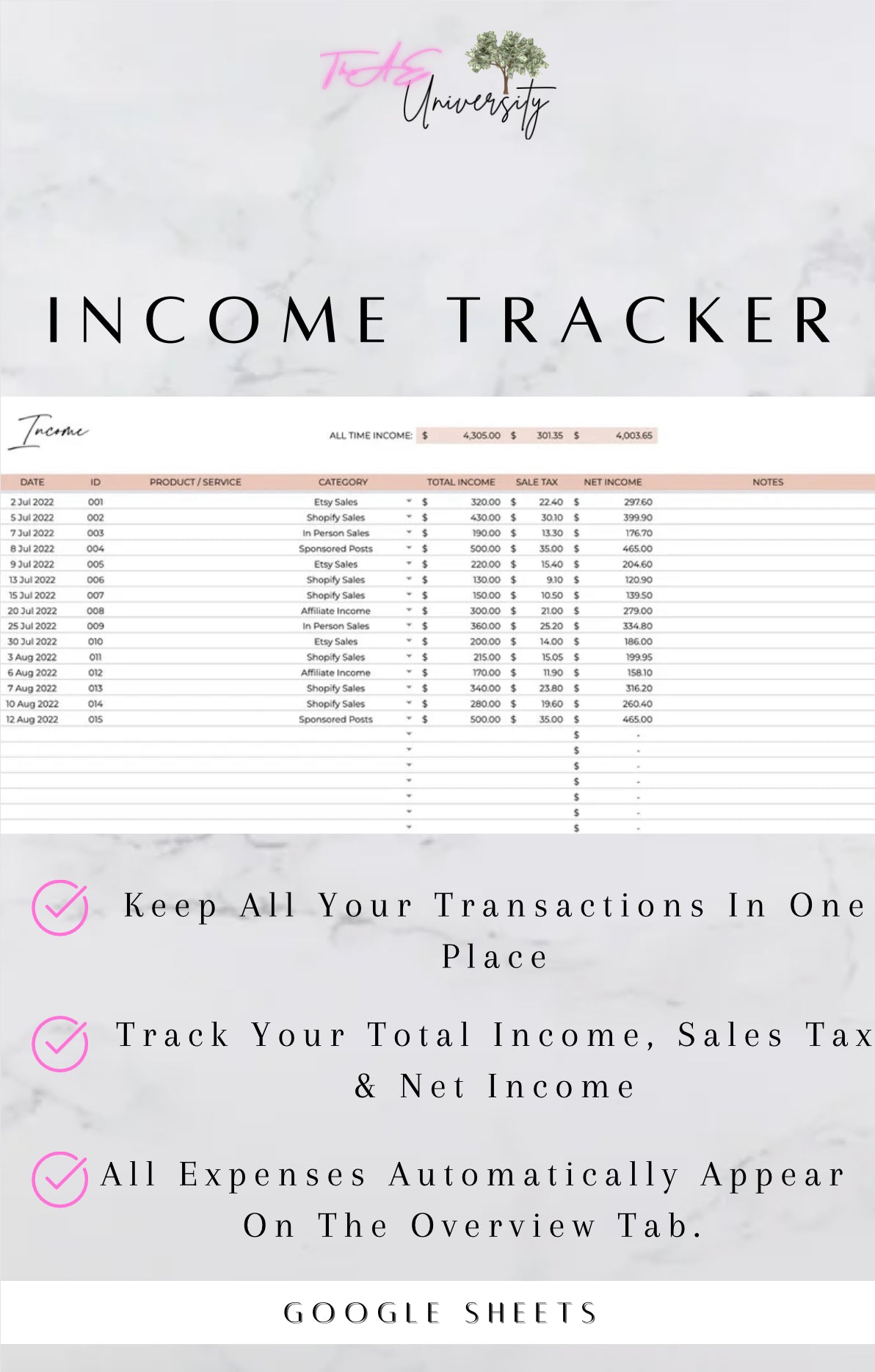 AE ‘Easy Bookkeeping Spreadsheet’